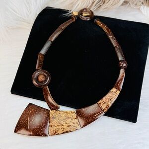 Bohemian chic lightweight one of the kind custom-made wood necklace